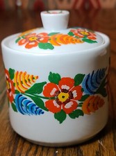 Vintage Handpainted & Signed  Sugar Jar Poland JUBIANA 1977