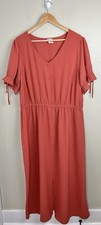 Näif Women's Maxi Dress Button Front Coral Short Sleeve 1X