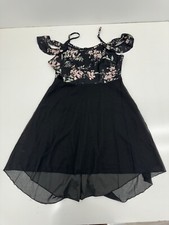 Shein Black Pink Floral Cold Shoulder Dress Womens Size XL