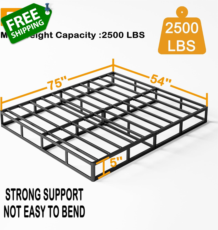 Full Box Spring 5 Inch High Profile Box Springs for Full Bed, Sturdy Metal Frame eBay