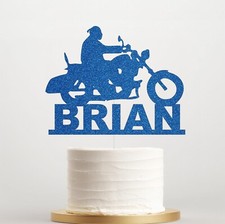Personalised Motorbike Birthday Cake Topper Any Name Age Biker Decoration UK