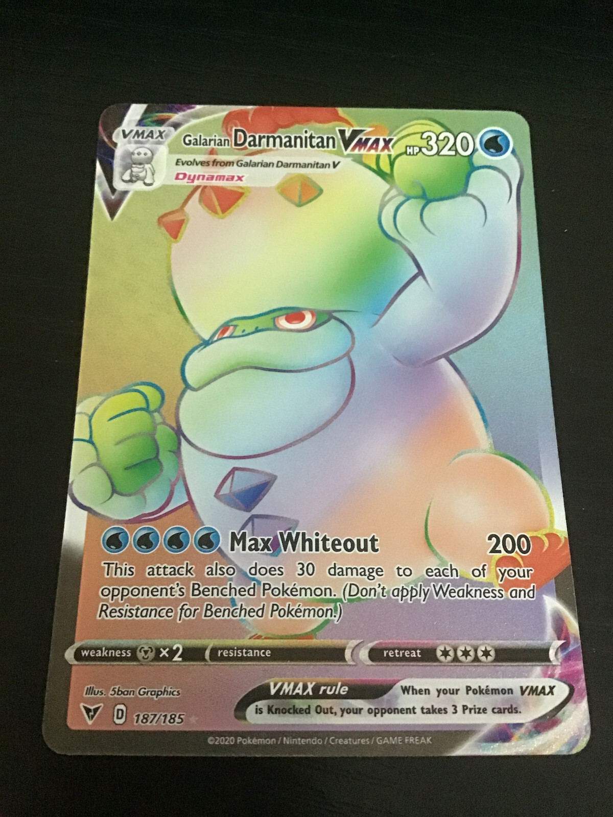 Galarian Darmanitan Vmax 187/185 Full Art Secret Rare Pokemon Vivid Voltage