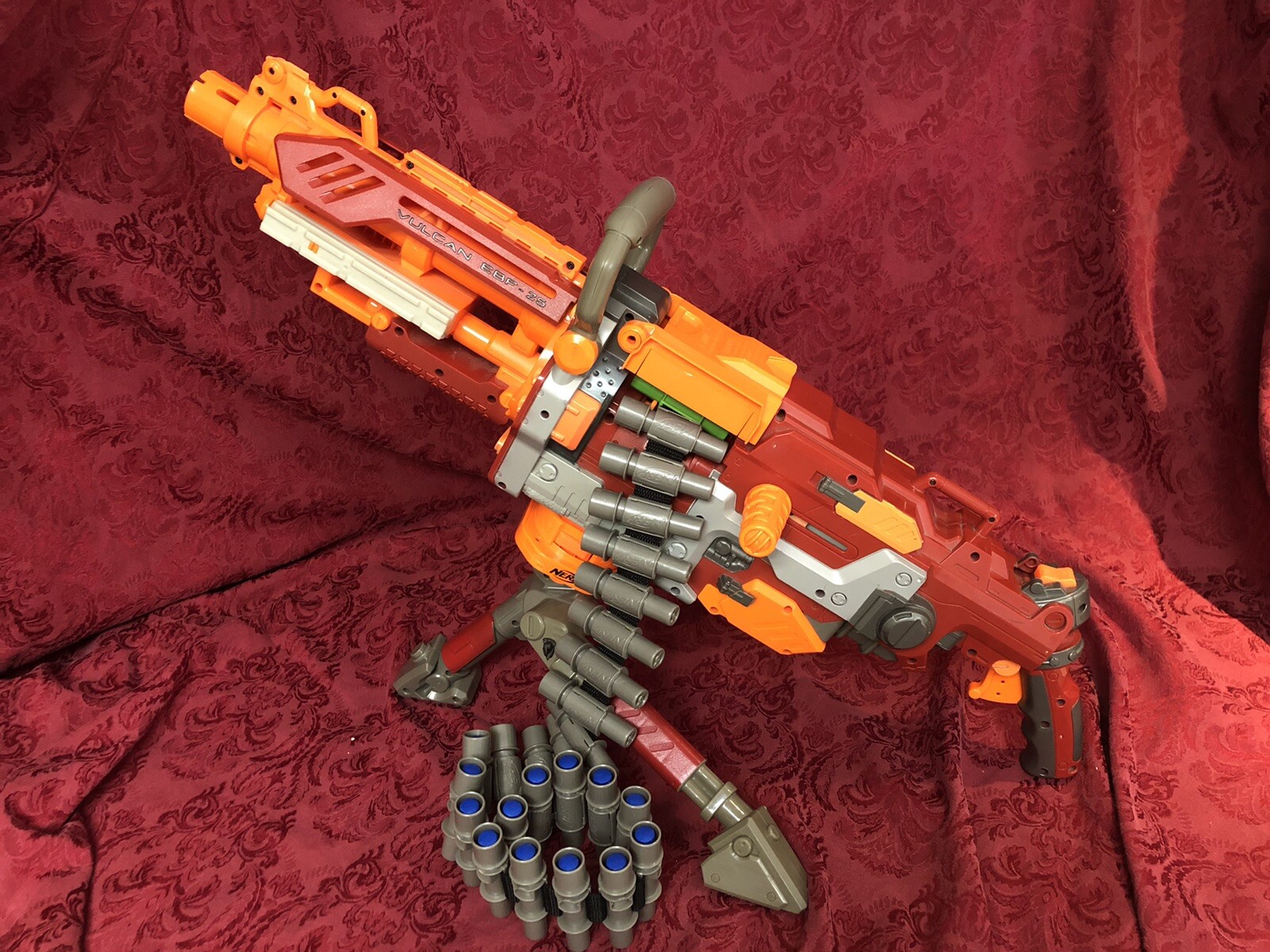 Nerf Vulcan EBF25 Limited Edition Crimson W/ Tripod & 80+ Darts