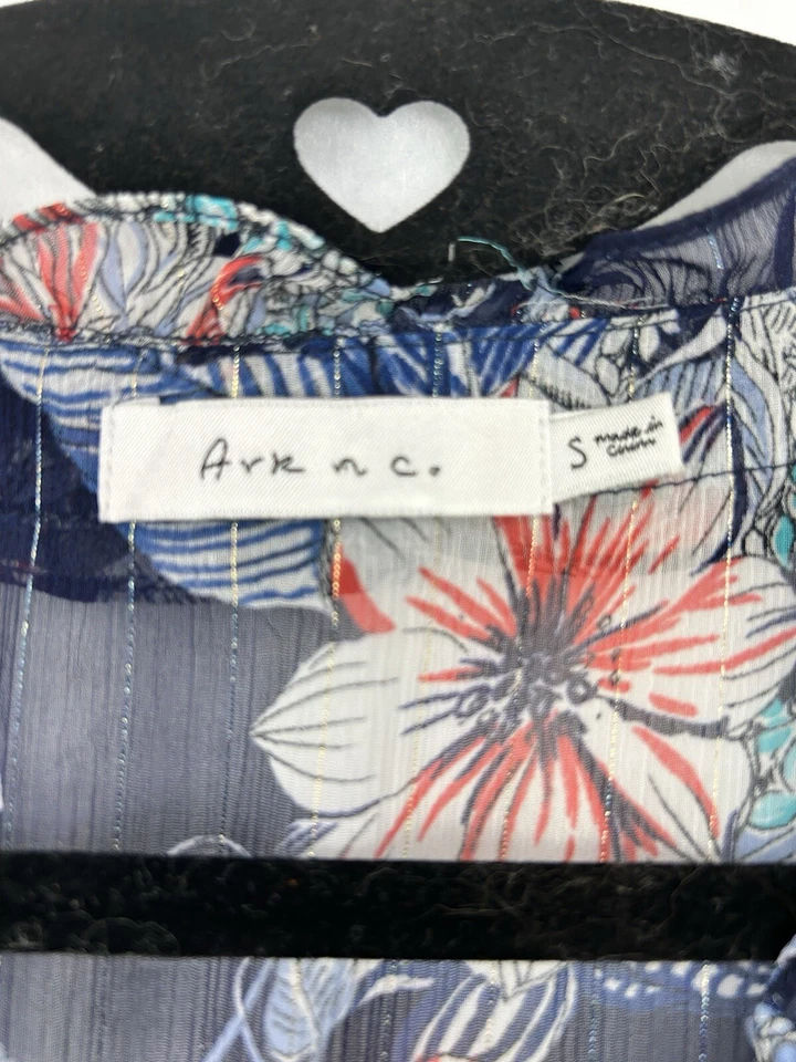 Vestido Ark NC Para Mujer Pequeño Azul Floral Vestido Transparente Top Talla Pequeña Foto 3 de 4