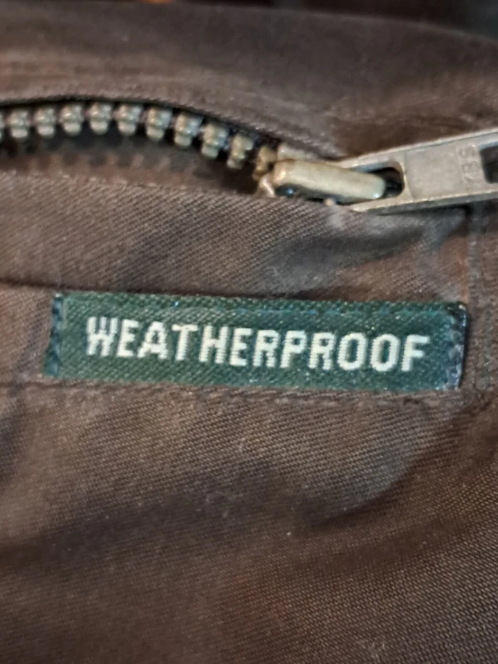 Weatherproof Chocolate L-Mens Full Zip Jacket Chore Coat Suede Bomber Insulated - Image 4 of 4