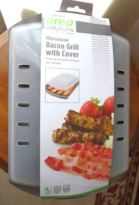 PROGRESSIVE PREP SOLUTIONS MICROWAVE BACON GRILL WITH COVER BPA FREE NEW