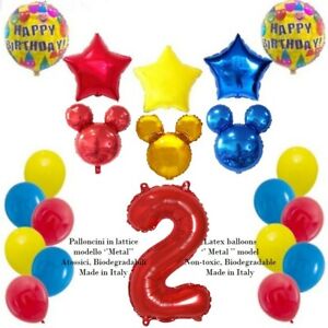 Palloncini Decorazioni 2 Compleanno 2 Anni Topolino Per Bambino Lattice E Mylar Ebay