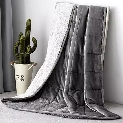Topblan Sherpa Fleece Weighted Blanket 15lbs Double Sided with