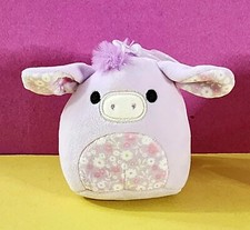 Squishmallows Easter Squad Delzi the Purple Donkey 3" Clip-on NWT Farm Spring