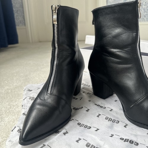 Z Code Z Black Faux Leather Zip Detail Boots Size 7 - Picture 3 of 20