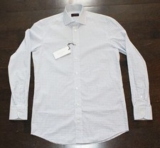  325 New LUCIANO BARBERA Box Check Cotton Button Shirt Men's SMALL S White ITALY