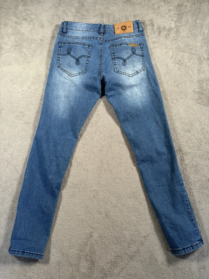 LRG Lifted Research Group Jeans Womens Blue Skinny Ribbed Biker 28x28 Stretch Foto 2 de 4