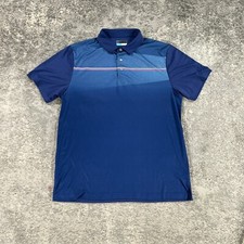 PGA Tour Golf Polo Shirt Mens XL Blue Geometric Pro Series Performance Stretch