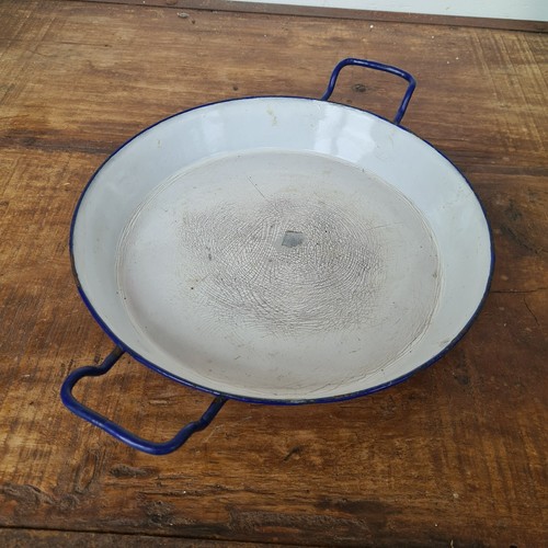 B3508 Alte, große Emaille Pfanne | Teller | Platte | Schüssel | 28 cm BLAU - Bild 5 von 7