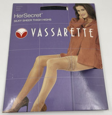 Vassarette Her Secret Silky Sheer Thigh Highs Size Medium Color Black