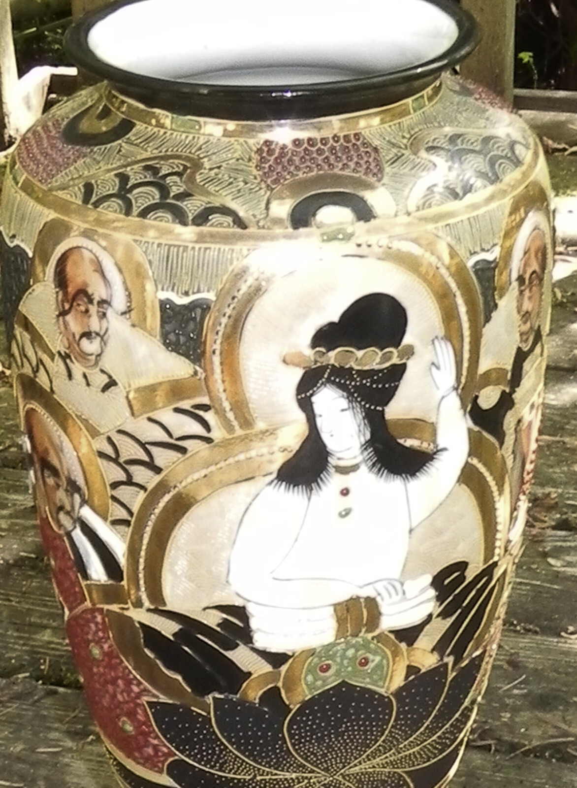 ANTIQUE JAPANESE SATSUMA IMMORTALS VASE. MEIJI. 12" HIGH. eBay