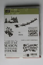 Stampin Up Cozy Christmas set of 8 "Retired" Reindeer Sleigh Bells House Wishes