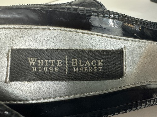 White House Black Market WHBM Gianna Wedge Sandals Black Size 8.5M Ankle Strap - Picture 5 of 8