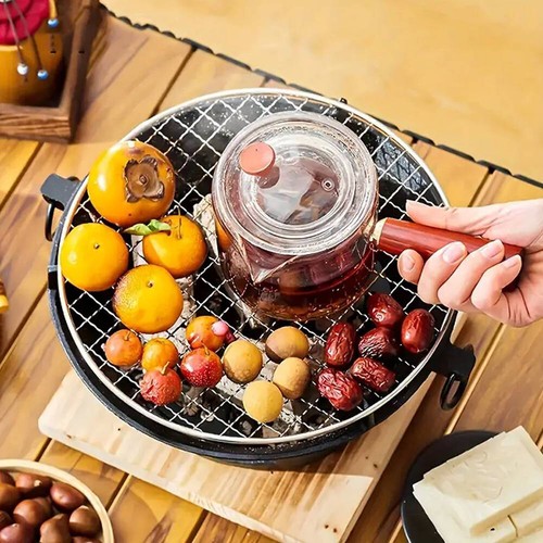 Grill Stove Tabletop Charcoal Grill Stove Round for Home Party Outdoor Camping - Picture 5 of 11
