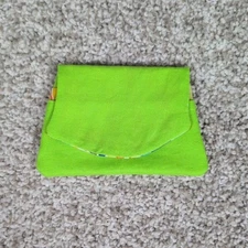 Pocket Wallet Card Holder Coin Purse Small Compact Lime/Paint Strokes Handmade