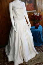 Ashley Jordan Wedding Dress Size 14 Satin Full Skirt Semi Cathedral Train SALE!