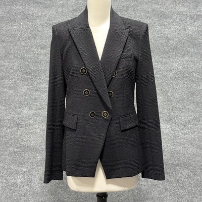Veronica Beard Blazer Womens 8 Black Miller Dickey Jacket Double Breasted Career