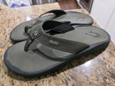 Olukai Ulele Flip Flops Comfort Sandals Black Gray Men\'s Size 10 Slip On Beach Olukai Men main image 3
