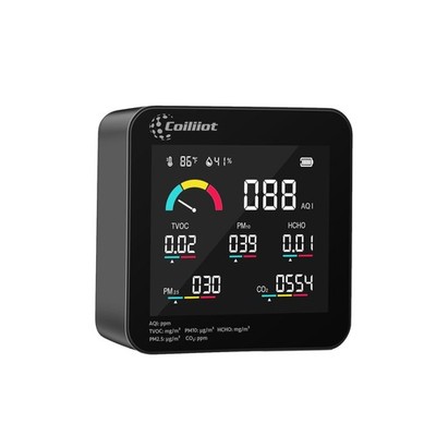 Indoor Air Quality Monitor - CO2, VOC, PM2.5 & Humidity Sensor for Home Office