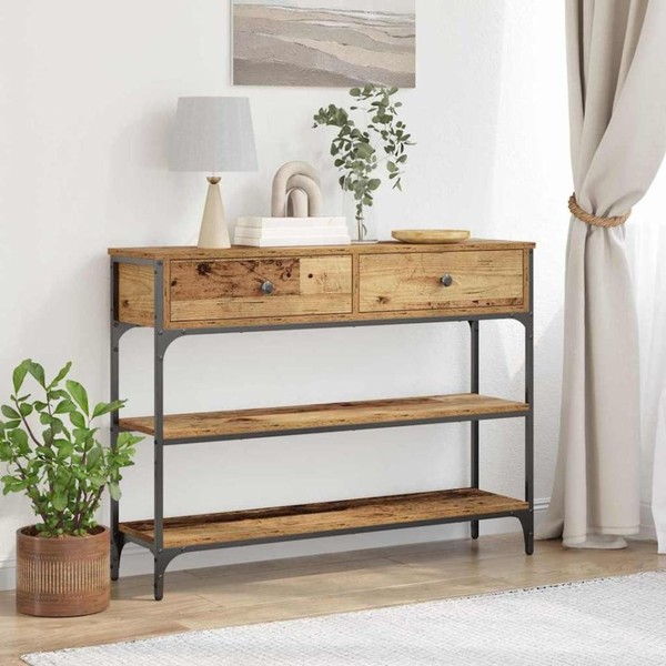 Konsolentisch Alte Holz 100X25X75 Cm Ingenieurholz Und Stahl-image