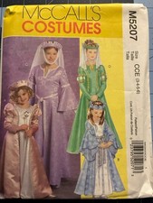 McCall's M5207 Girls Renaissance Medieval Costume Princess Pattern UNCUT Sz 3-6