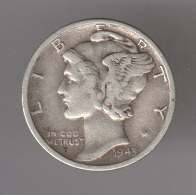 US Mercury Dime von  1943  90% Silber