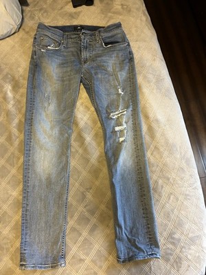 7 For All Mankind Blue Denim Straight Leg Low Rise Jeans Women s Size 32