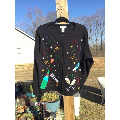 Bechamel Womens Cardigan Size Large NEW Embroidered New Year Celebration Festive
