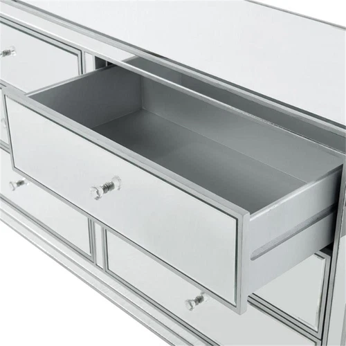 Elegant Decor Reflexion 6 Drawer 60" Mirrored Dressser in Antique Silver - Picture 10 of 10