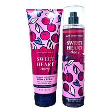 Bath and Body Works SWEETHEART CHERRY Fine Fragrance Mist  Body Cream 2pc Set