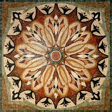 40" Floral Marble Mosaic Tile: Geometric Flooring, Hallway, Walls