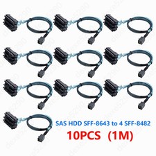 10PC Mini SAS HDD SFF-8643 to 4 SFF-8482 Connector with Power Port Hard Drive 1M