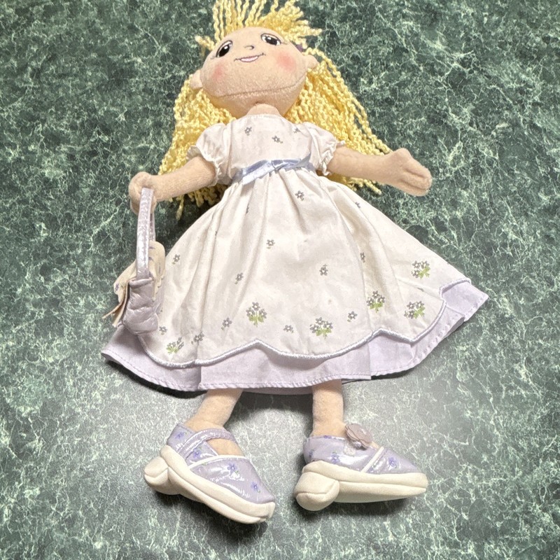 Gymboree Gymbelle w/Blonde Curly Hair Black Eyes White Floral Dress and Purse
