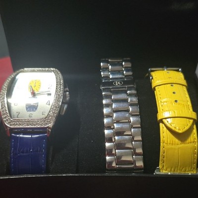 K&BROS Tonneau Quartz Stainless Steel Watch Water-Resistant w/ 3 Straps