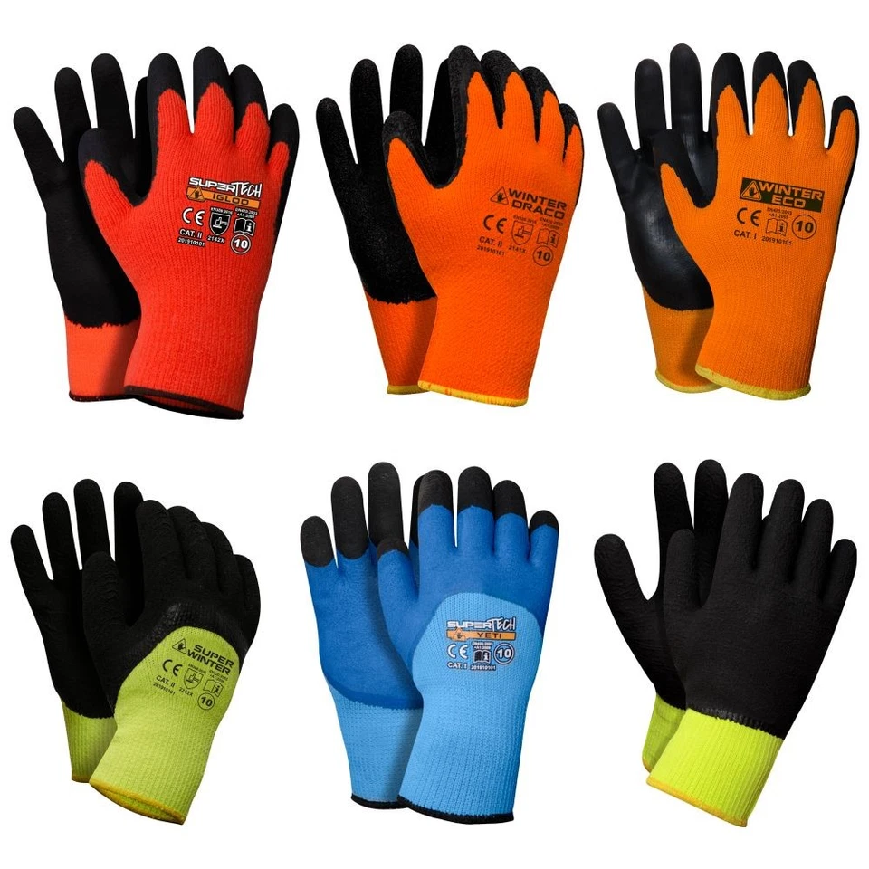 TREVENDO Winterhandschuhe Arbeitshandschuhe Winter Thermo Handschuhe gefüttert Latex 9-11