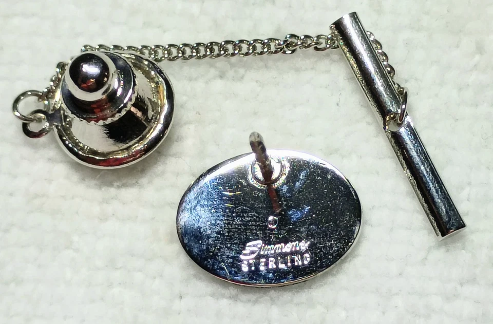 Vintage Simmons Diamante Gravado Starburst Meio Século Tie Tack Prata Esterlina - Imagem 3 de 4