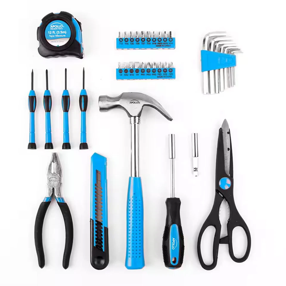 Home Tool Set 39 Piece Household Repair Kit Hammer Screwdrivers Pliers Case Blue - Image 4 of 4