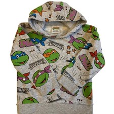 Primark Teenage Mutant Ninja Turtles Kids Gray All Over Print Hoodie Size 4-5Y