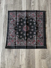 Vintage Black/Red/White 21” Bandana, 1980s Western Hav-A-Hank Handkerchief New
