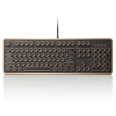 RK104 Mechanical Keyboard, Wired 104 Keys Typewriter Style with Wood Grain, Q...