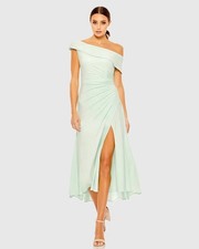 Mac Duggal 26484 Mint Ruched Off-The-Shoulder Midi Dress size 10 MSRP $298.00