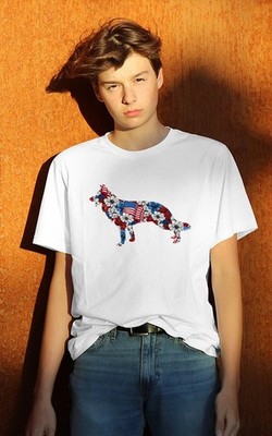 German Shepherd 4th Of July Flower American Flag Patriotic T-Shirt