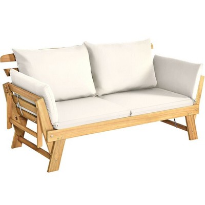 Verstellbares umbaubares Terrassensofa mit dicken Kissen - Weiß