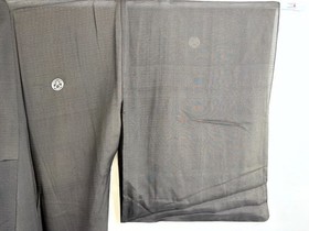 Vintage Japanese Silk Sheer Kimono Black Summer Kurotomesode Crest Floral