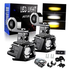 Motorcycle Auxiliary Lights Driving LED Fog Lights Spotlights White/Amber